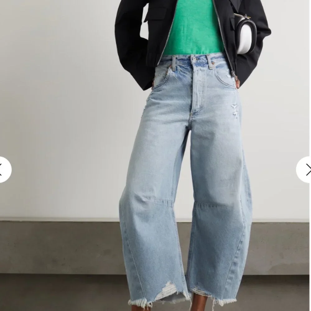 Citizens of Humanity Horseshoe Distressed High-rise Tapered Jeans, 27 - Picture 2 of 6